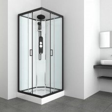 Хидромасажна квадратна душ кабина "EPIC 2", черни профили, без таван